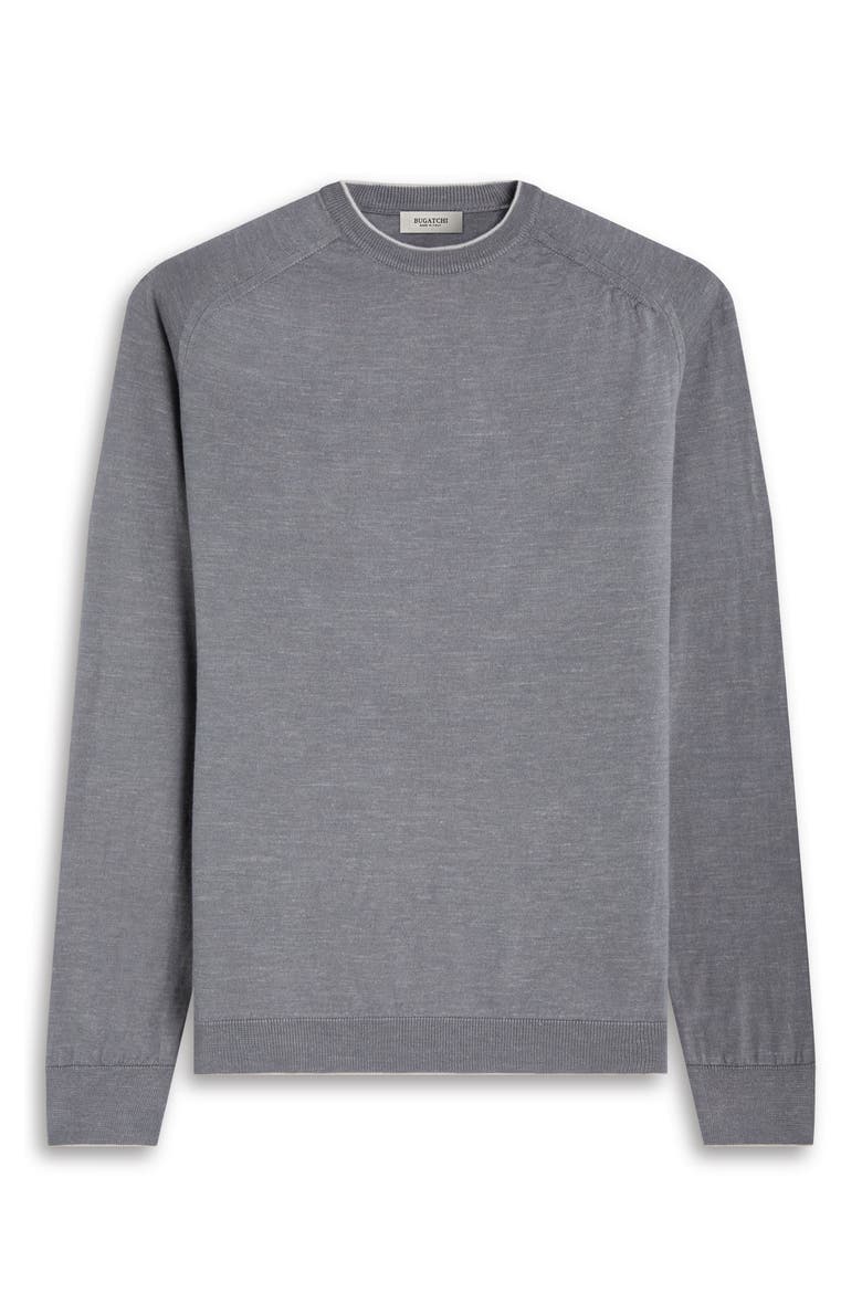 Tipped Merino Wool, Silk & Linen Crewneck Sweater, Alternate, color, ZINC