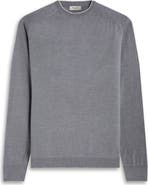 Bugatchi Tipped Merino Wool, Silk & Linen Crewneck Sweater
