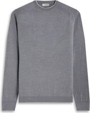 Bugatchi Tipped Merino Wool, Silk & Linen Crewneck Sweater