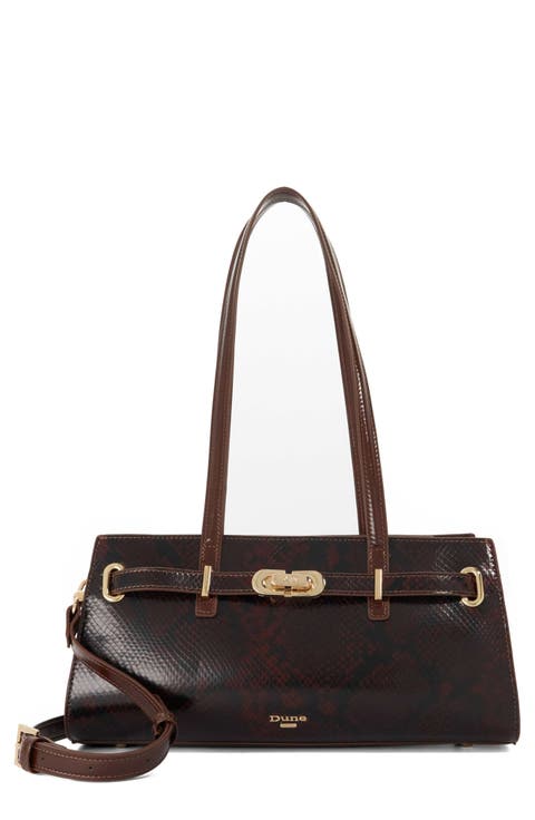 Depend Croc Embossed Leather Shoulder Bag