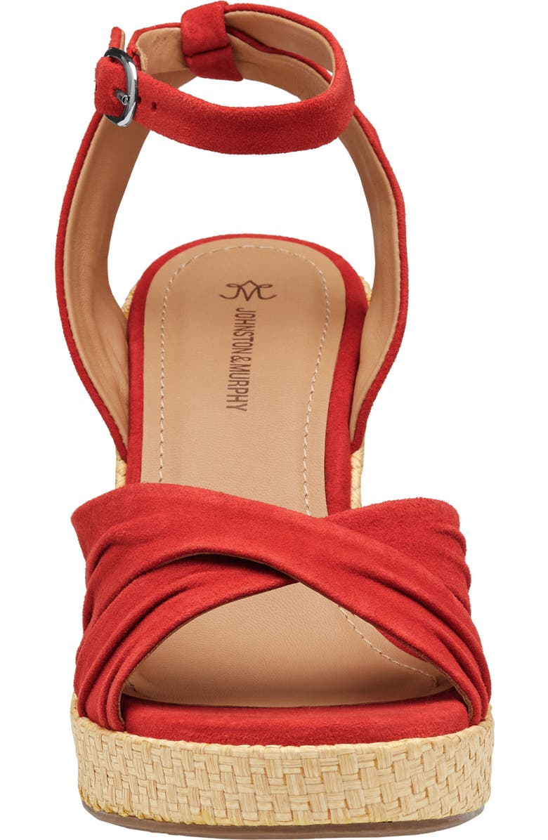 Johnston & Murphy Marcia Platform Wedge Sandal, Alternate, color, Red Kid Suede