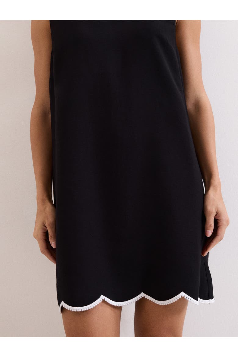 Marta Scalloped Hem Shift Dress, Alternate, color, Black