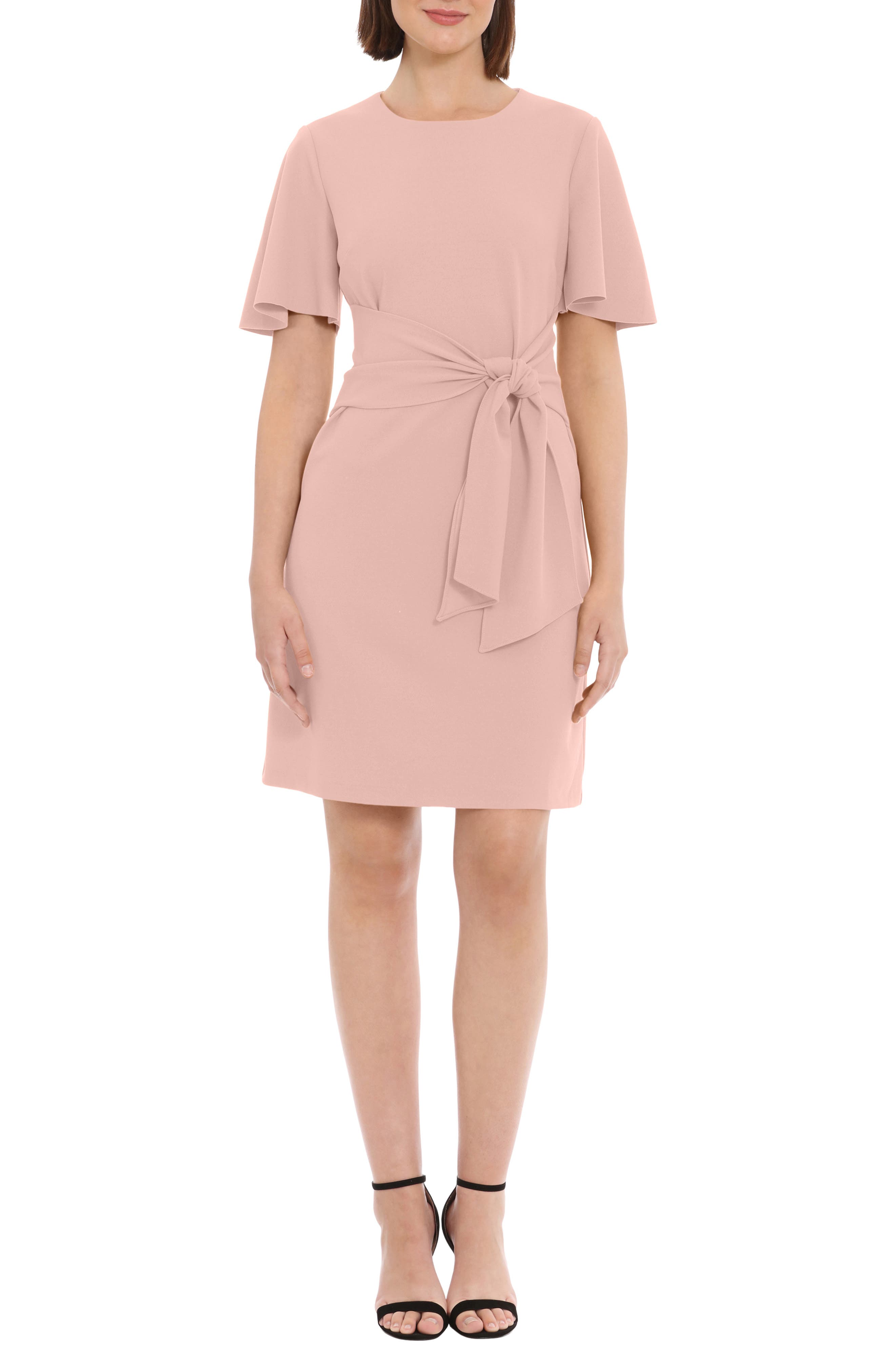 Donna Morgan Tie Waist Crepe Dress