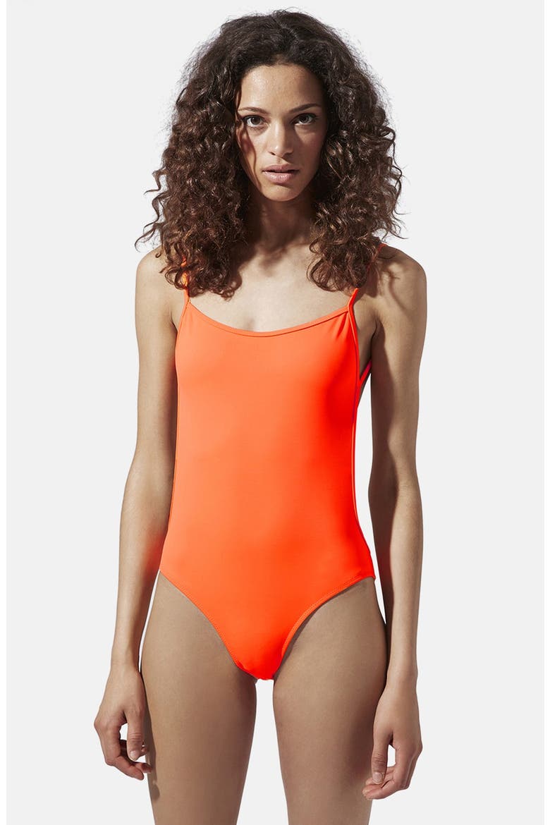 Ashish x Topshop Fluro Orange Backless Swimsuit, Main, color, ORANGE