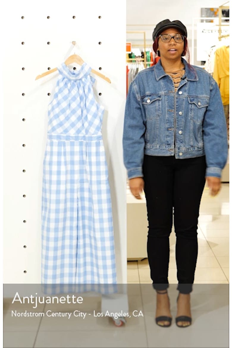 Gingham High Neck Cotton Poplin Jumpsuit video