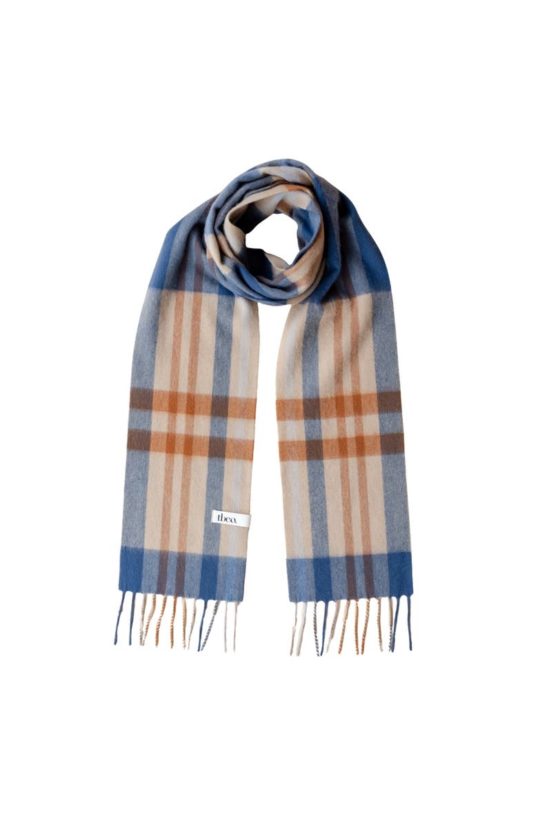TBCo Lambswool Checkered Skinny Scarf, Main, color, Camel Tartan