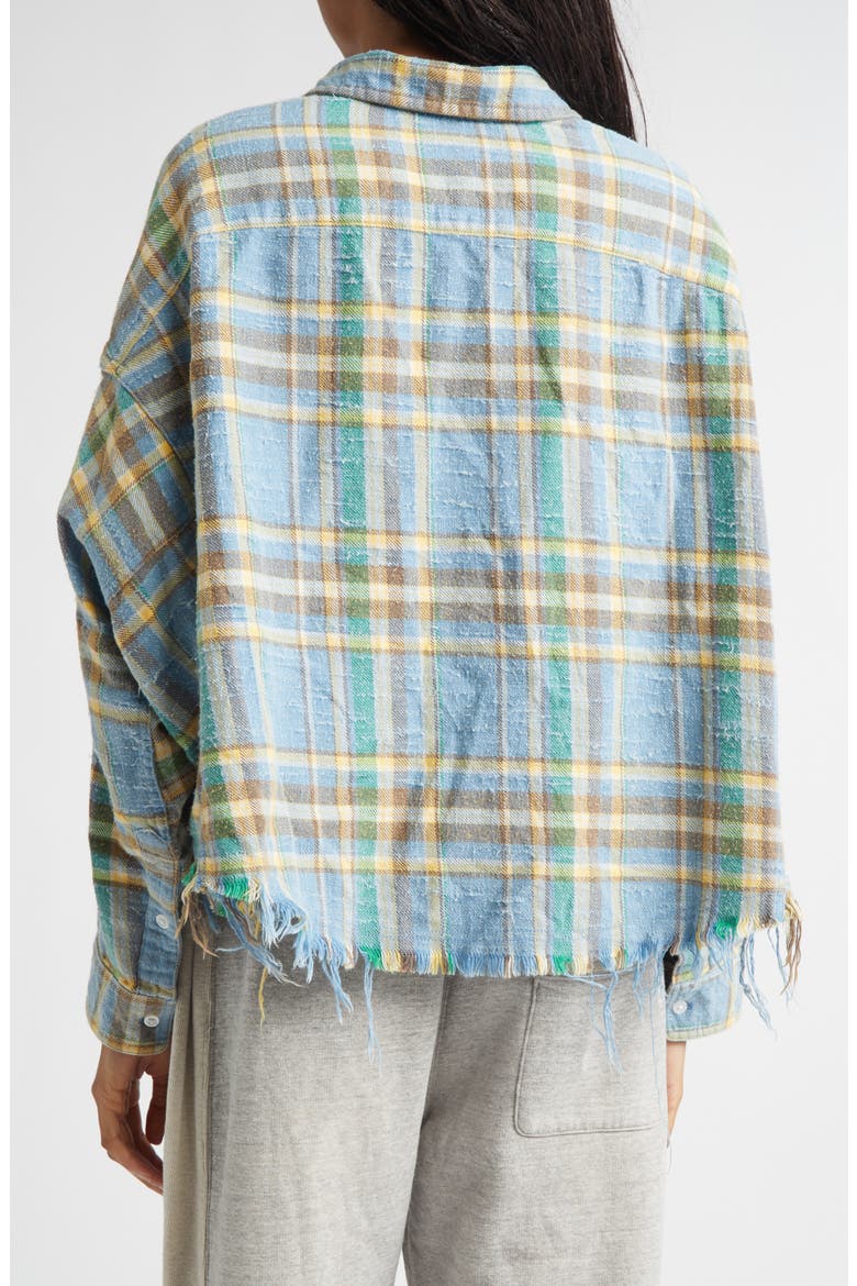 Plaid Fray Hem Crop Button-Up Work Shirt, Alternate, color, LIGHT BLUE PLAID