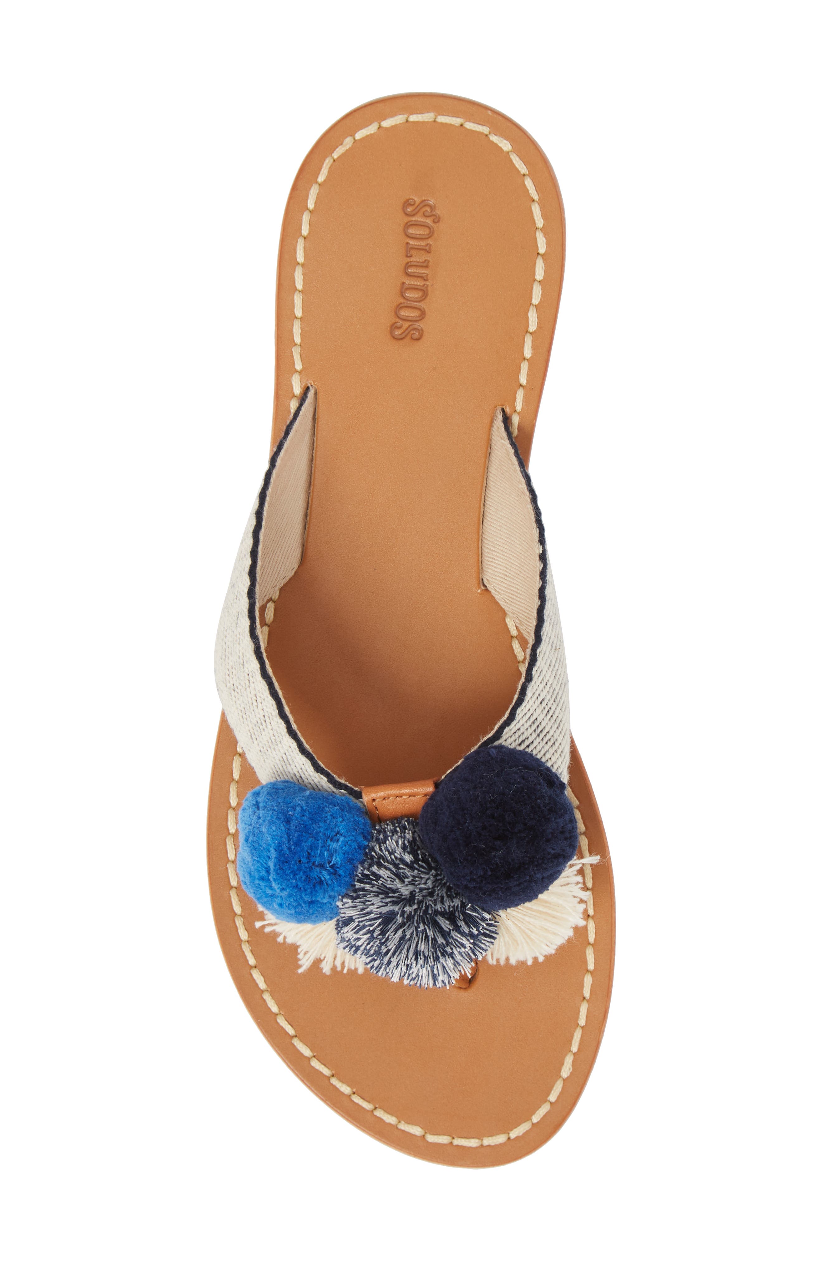Capri Pompom Flip Flop, Alternate, color, NAVY/ NATURAL