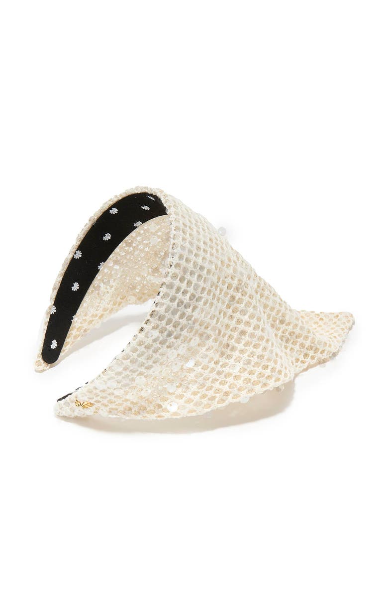 Lele Sadoughi Jackie Sequin Crochet Handkerchief, Main, color, Ivory 100