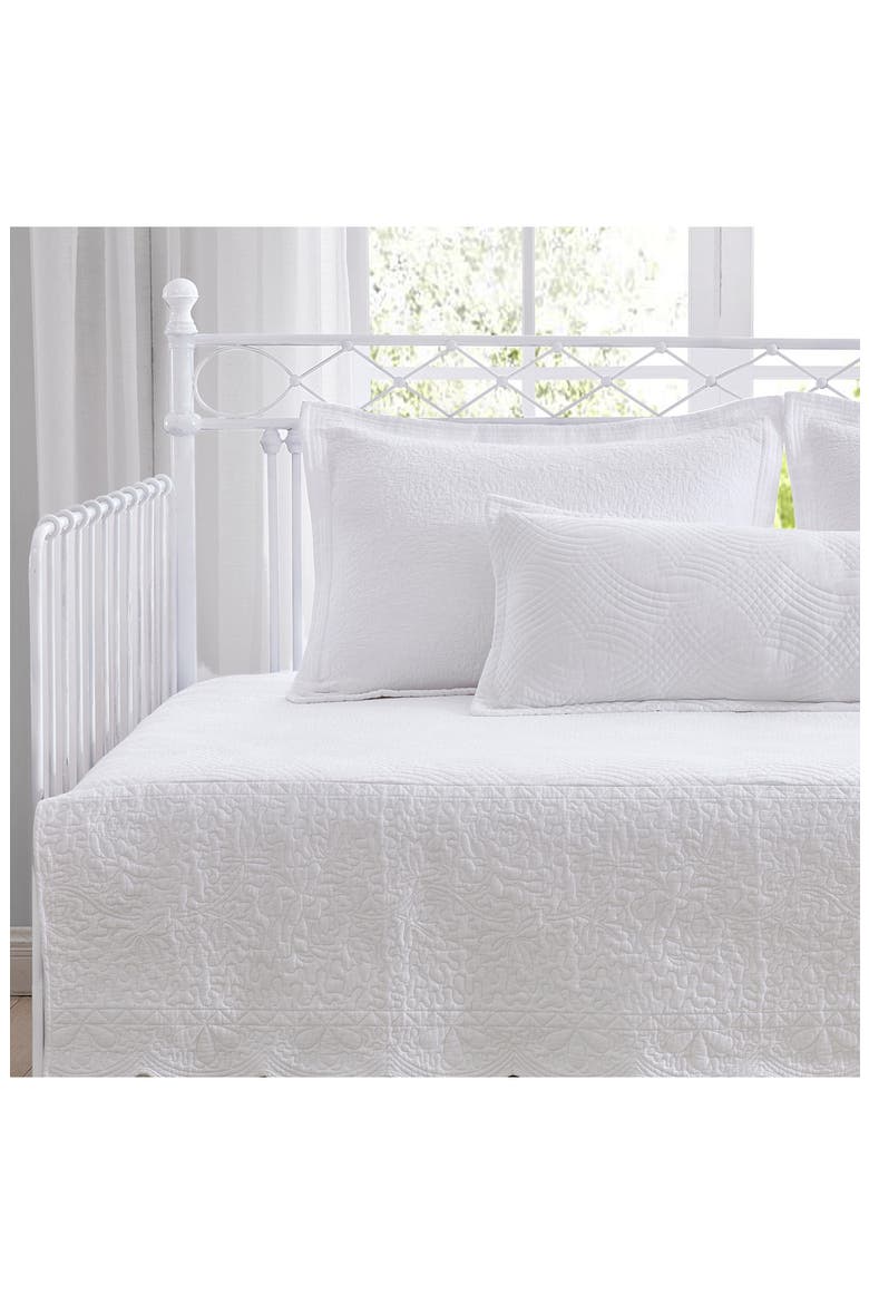 LA Solid Trellis Stitch 4-Piece T136 Cotton Daybed Set, Alternate, color, WHITE