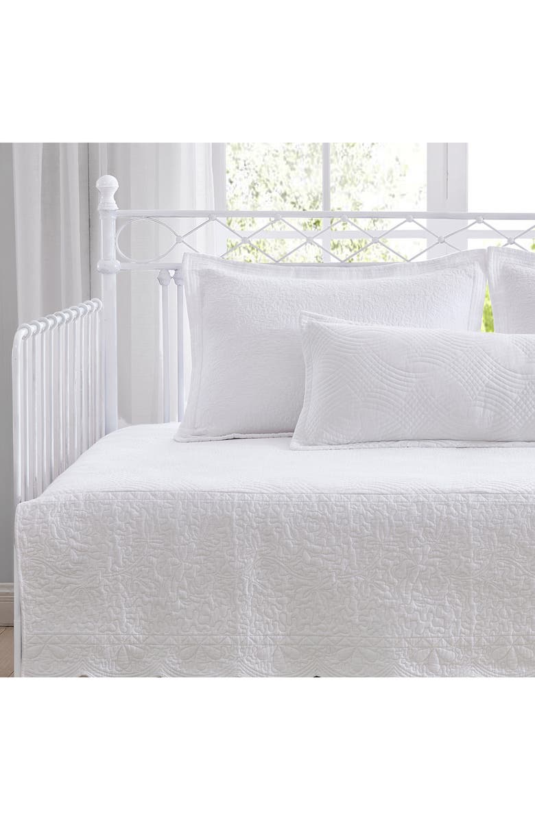 Laura Ashley LA Solid Trellis Stitch 4-Piece T136 Cotton Daybed Set, Alternate, color,