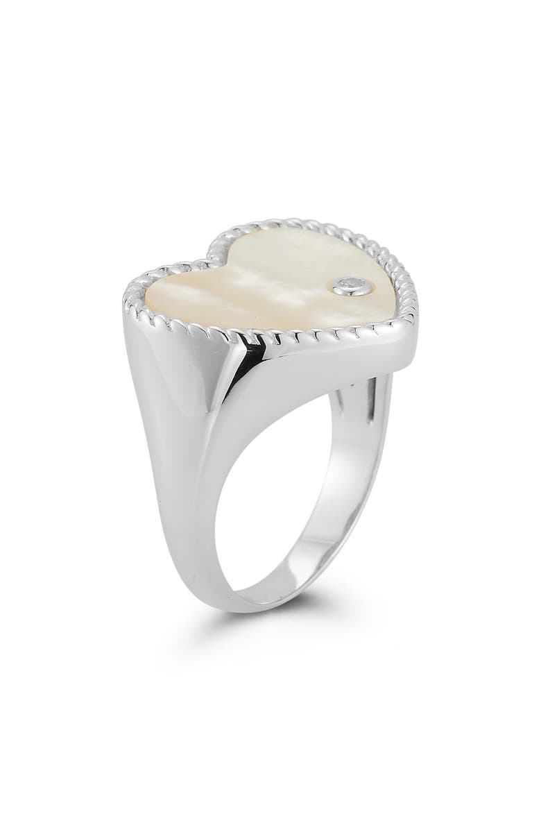 GLAZE JEWELRY Mother-of-Pearl Heart Ring, Alternate, color, Silver