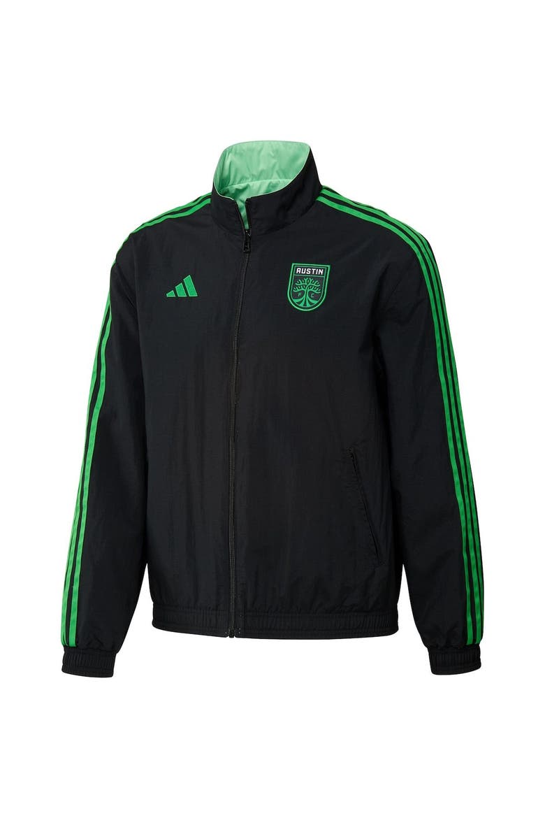 Men's adidas Black/Green Austin FC 2023 On-Field Anthem Full-Zip Reversible Team Jacket, Alternate, color, Black
