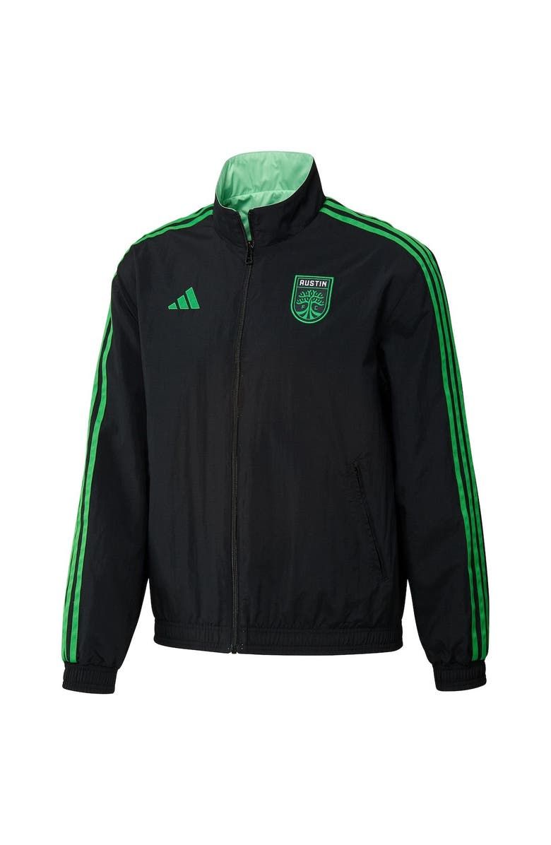 adidas Men's adidas Black/Green Austin FC 2023 On-Field Anthem Full-Zip Reversible Team Jacket, Alternate, color, Black