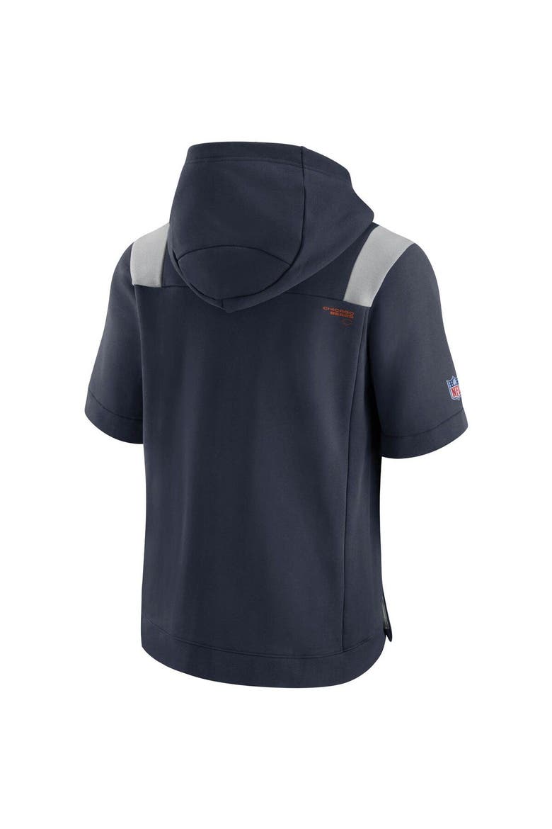 Men's Nike Navy Chicago Bears Sideline Showout Short Sleeve Full-Zip Hoodie, Alternate, color, Navy