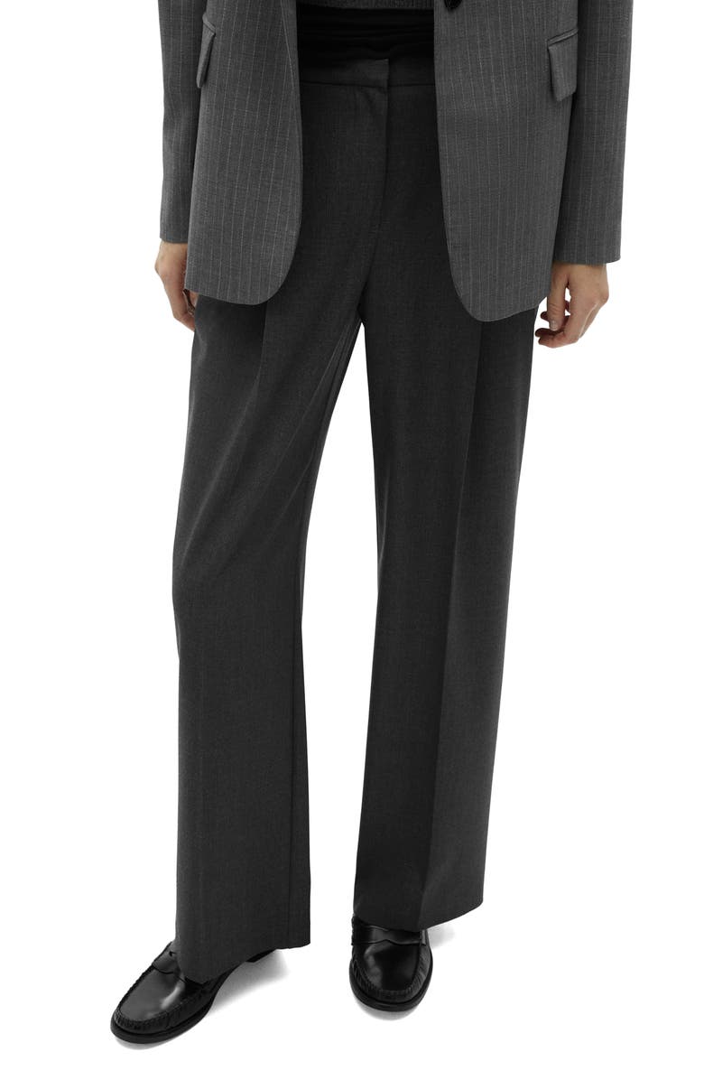 MANGO Pleated Wide Leg Pants, Main, color, Grey