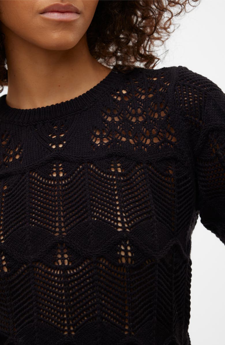 VERO MODA Alexia Short Sleeve Pointelle Cotton Blend Sweater, Alternate, color,