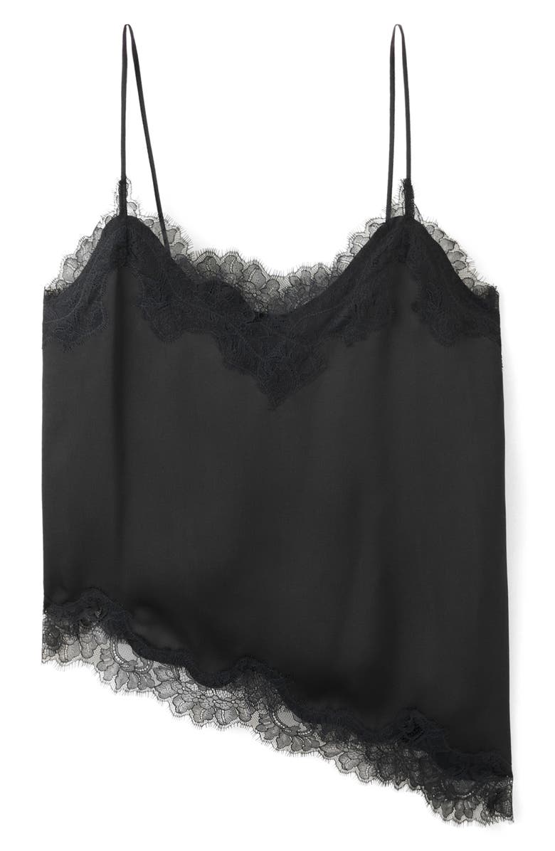 MANGO Tity Lace Trim Camisole, Main, color, Black