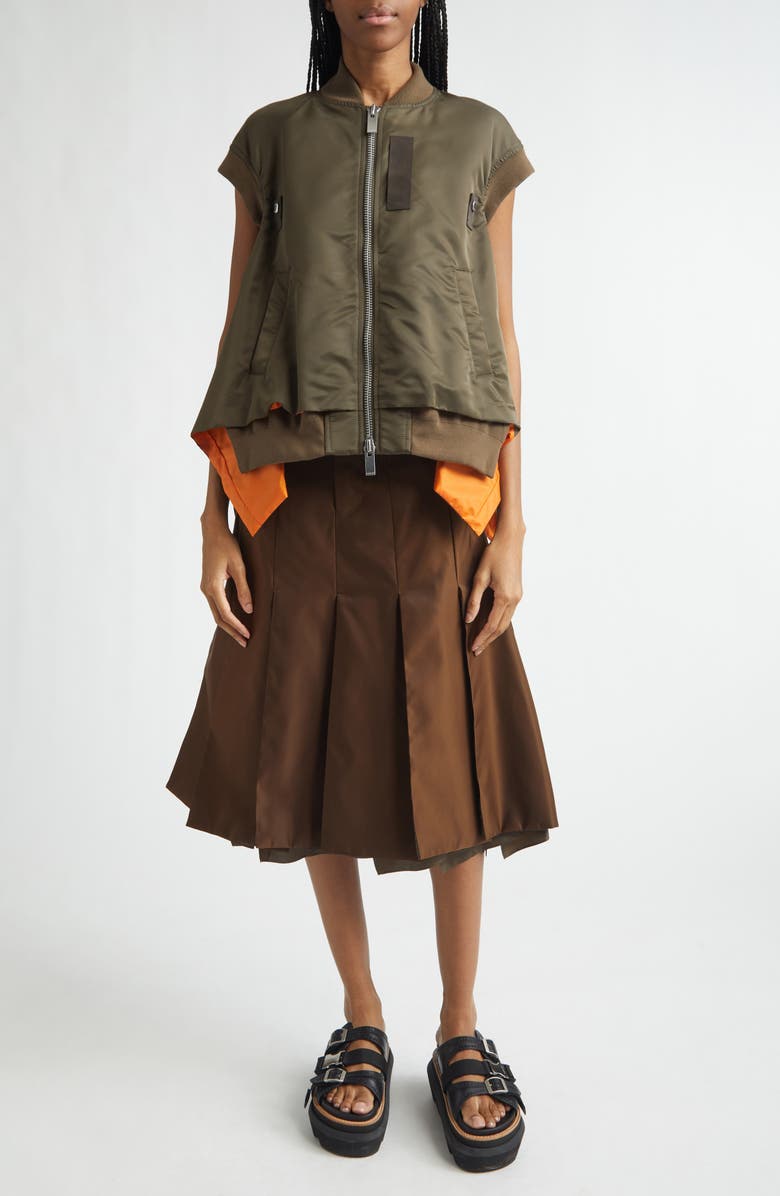 Sacai Nylon Twill Zip Vest, Alternate, color, Dark Khaki