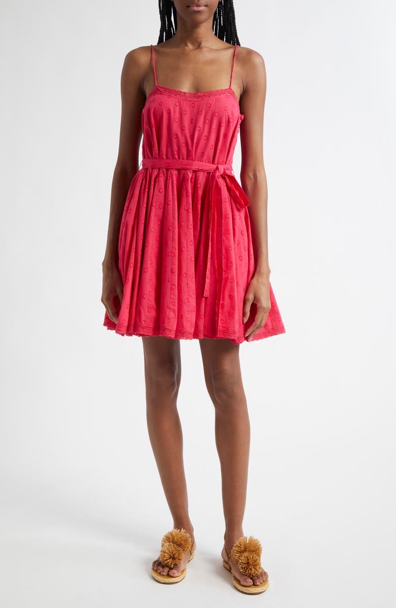 Ulla Johnson Beatriz Dot Jacquard Cotton Dress, Main, color, Cosmos