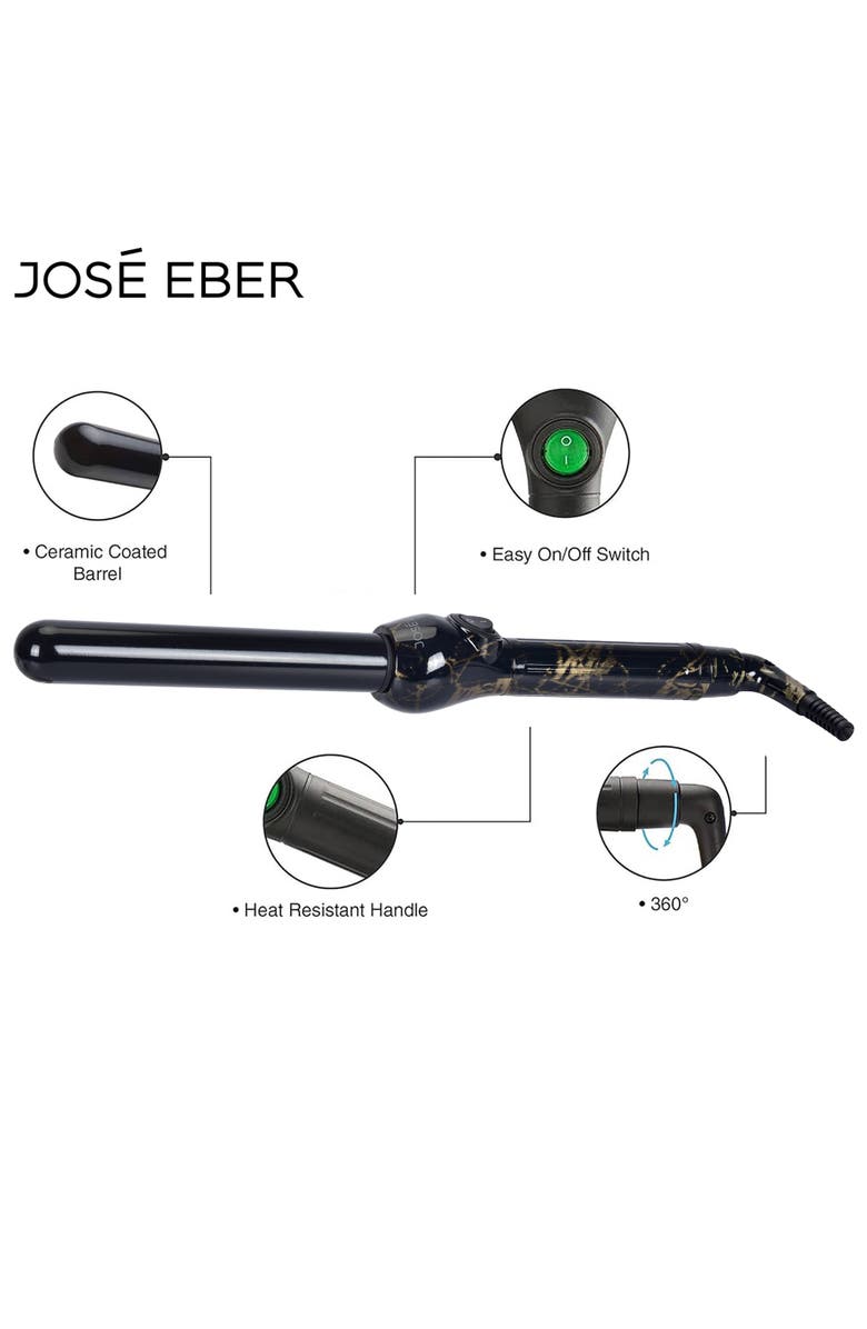 Jose Eber Clipless Curling Iron 1" (25Mm) Black Marble, Ceramic Barrel, Alternate, color, Black