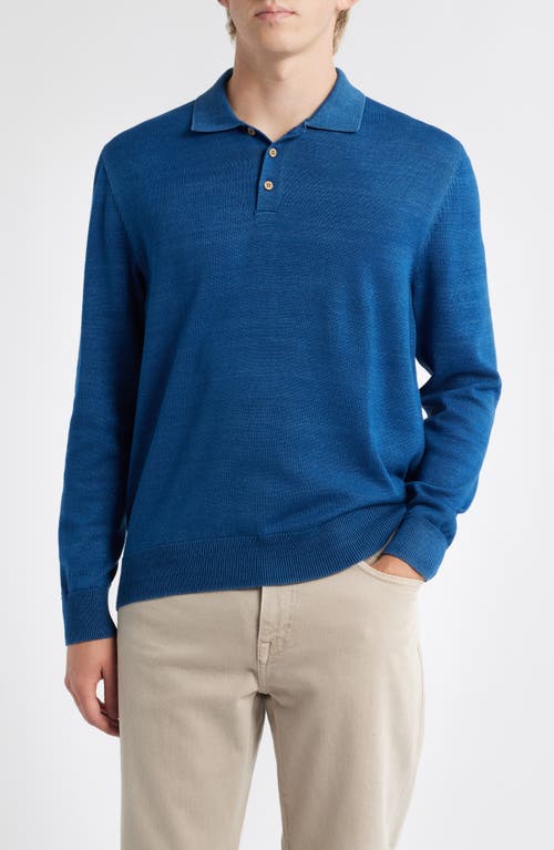 Alex Crane Feather Organic Cotton Polo Sweater In Blue