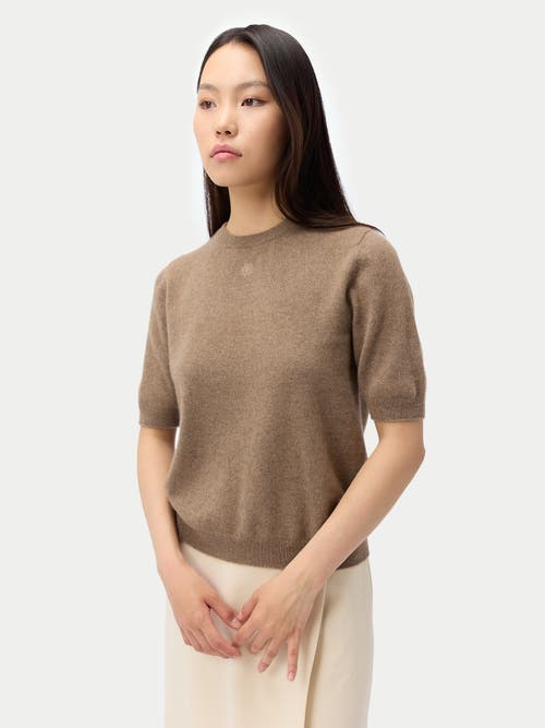 Gobi Mongolian Cashmere Elbow-length Sleeve Cashmere Sweater In Brown