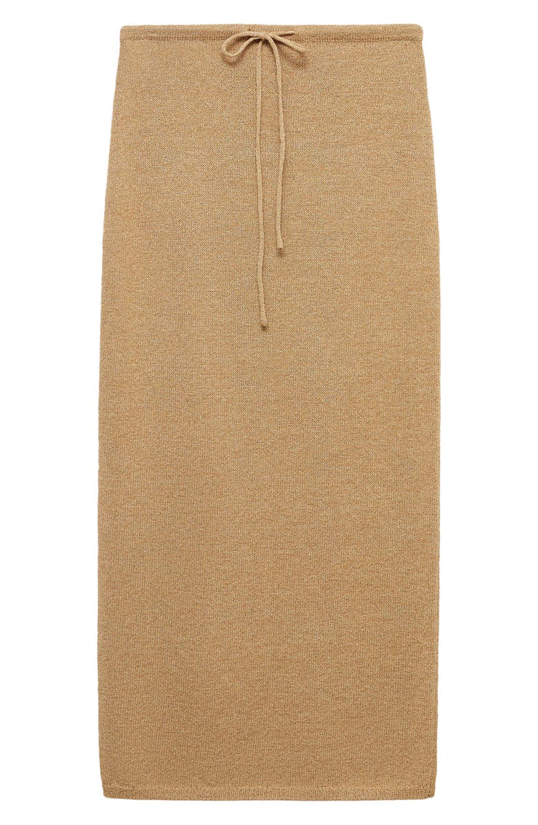 MANGO Drawstring Cotton Blend Knit Midi Skirt, Main, color,
