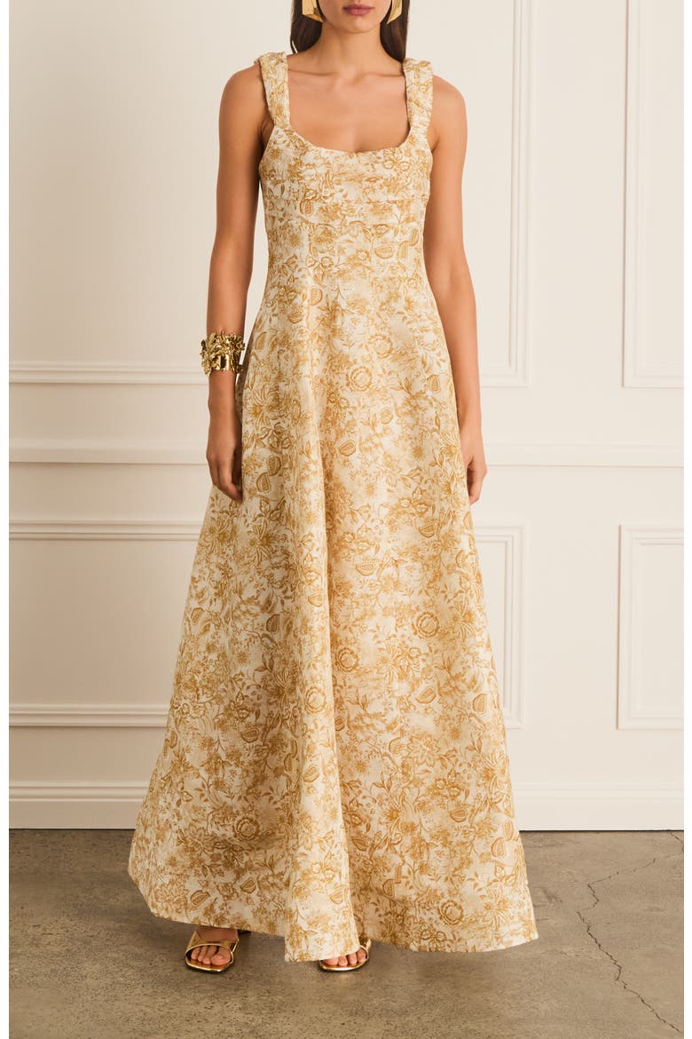 Pleated Front Adele Dress, Main, color, Gold