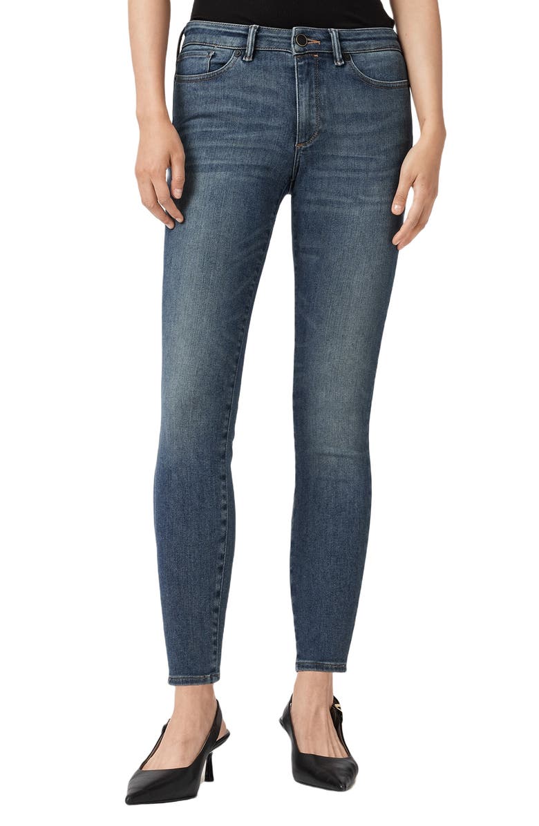 AllSaints Miller Sizeme Skinny Jeans, Main, color, Washed Indigo