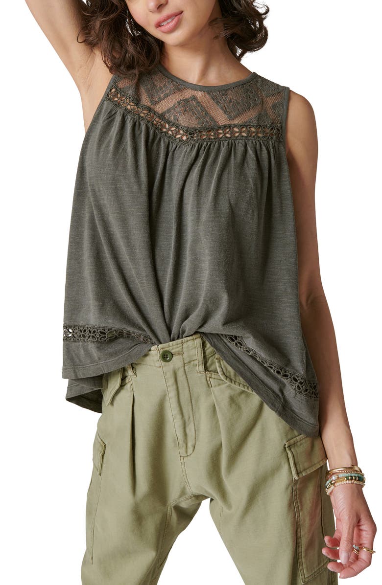 Lucky Brand Lace Trim Tank, Alternate, color,