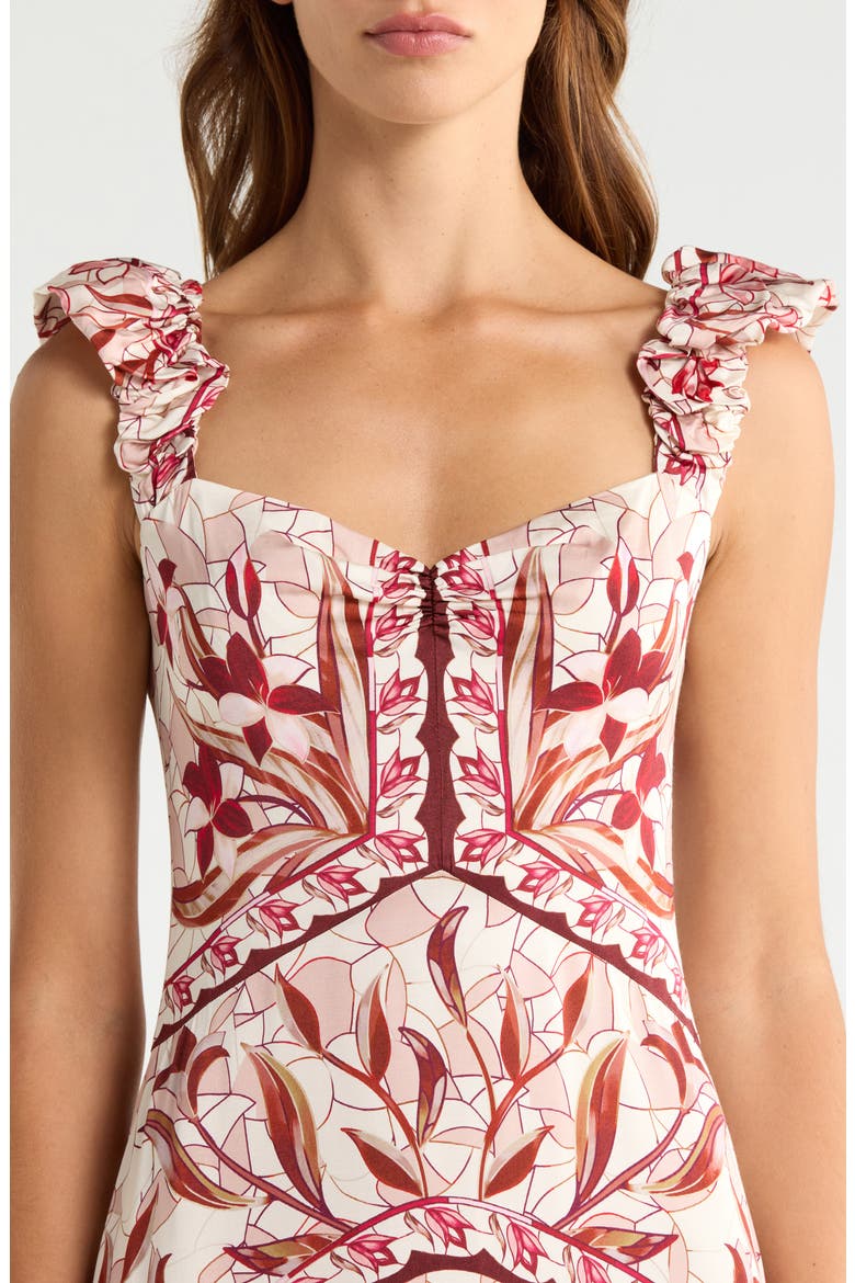 Stained Glass Lace Trim Maxi Dress, Alternate, color, STAINED GLASS RED