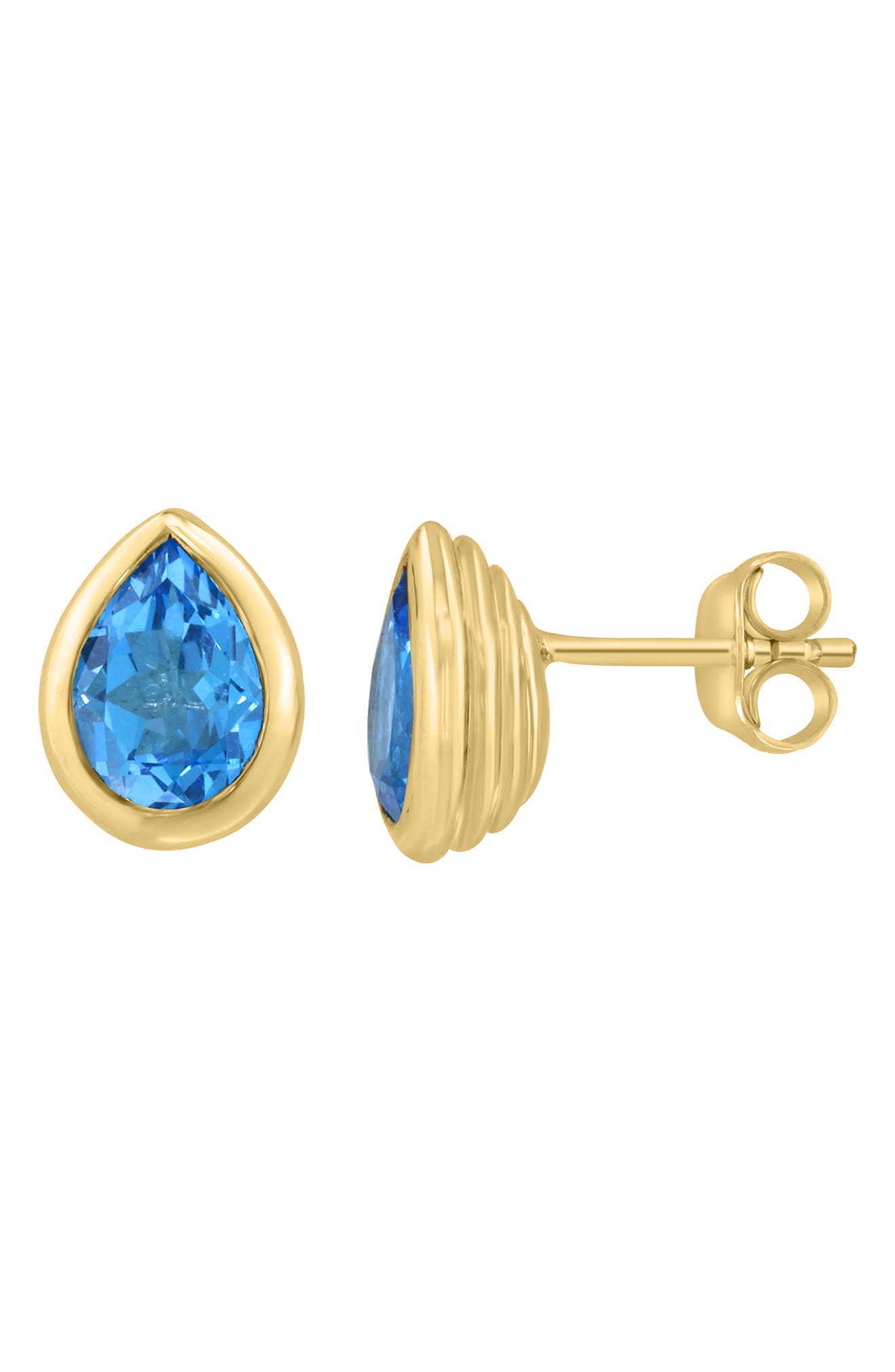 Pear Cut Blue Topaz Stud Earrings