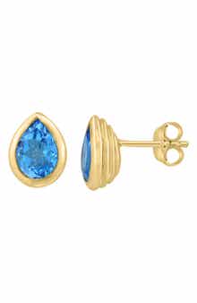 Pear Cut Blue Topaz Stud Earrings