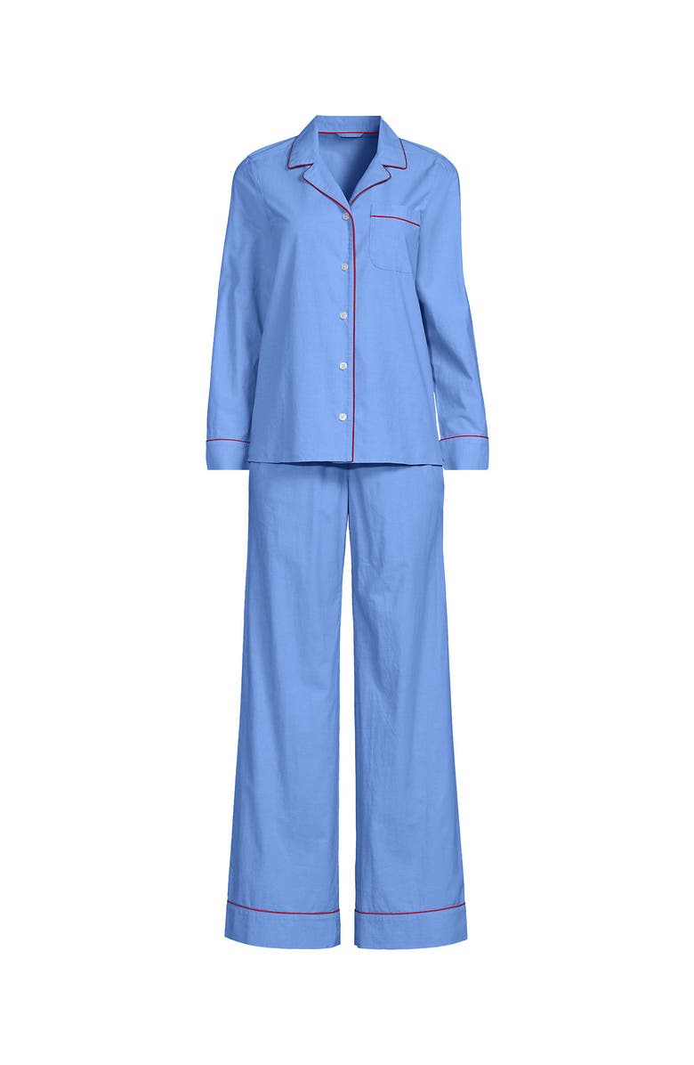 Lands' End Cotton Poplin 2 Piece Pajama Set - Long Sleeve Top and Pants, Alternate, color, 