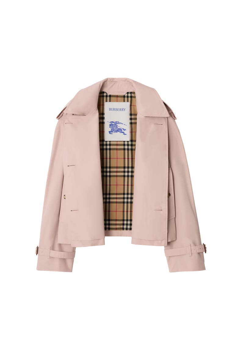 Cropped Tropical Gabardine Mayfair Trench Jacket, Alternate, color, Pale sugar pink