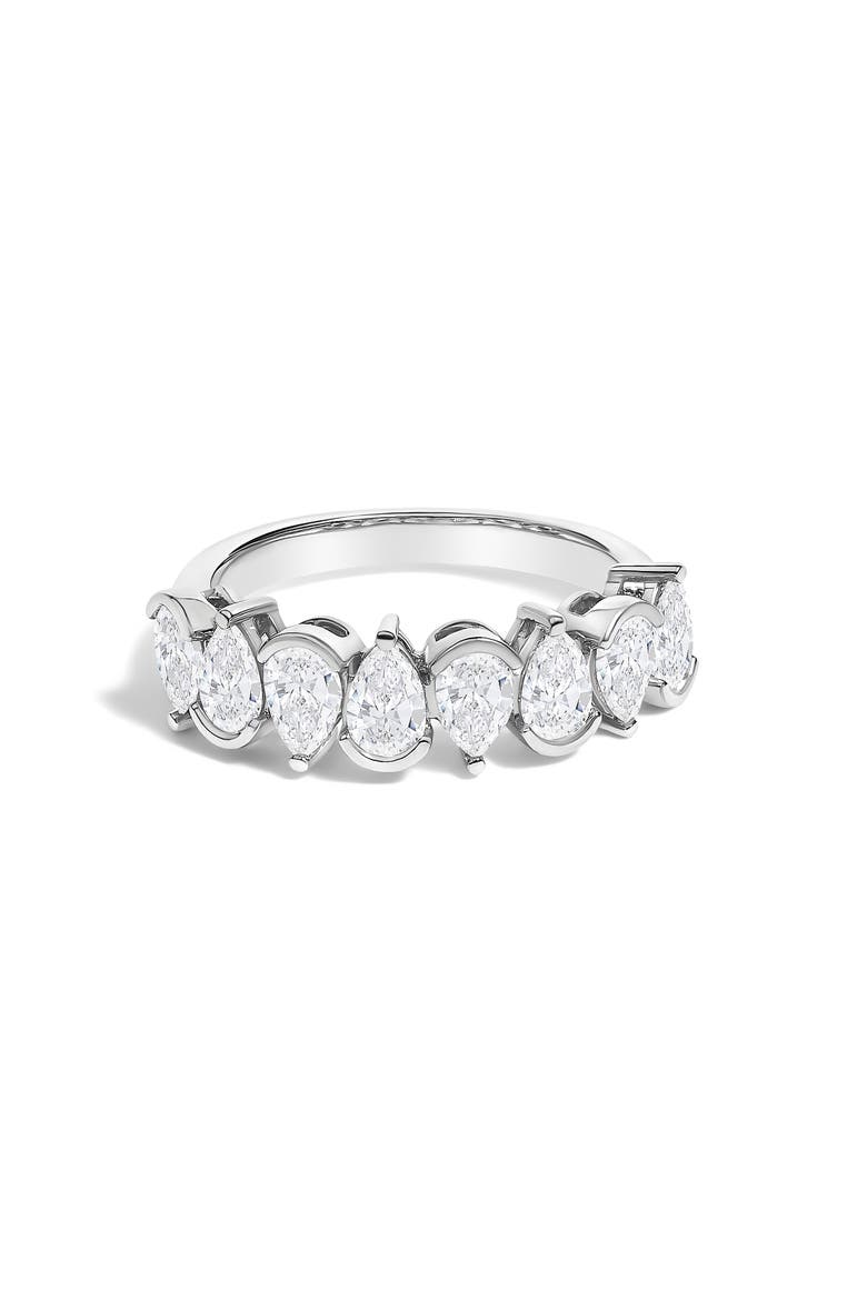 14K Gold 1 2/3 Cttw Lab Grown Pear Shaped Diamond Band Ring, Main, color, White Gold