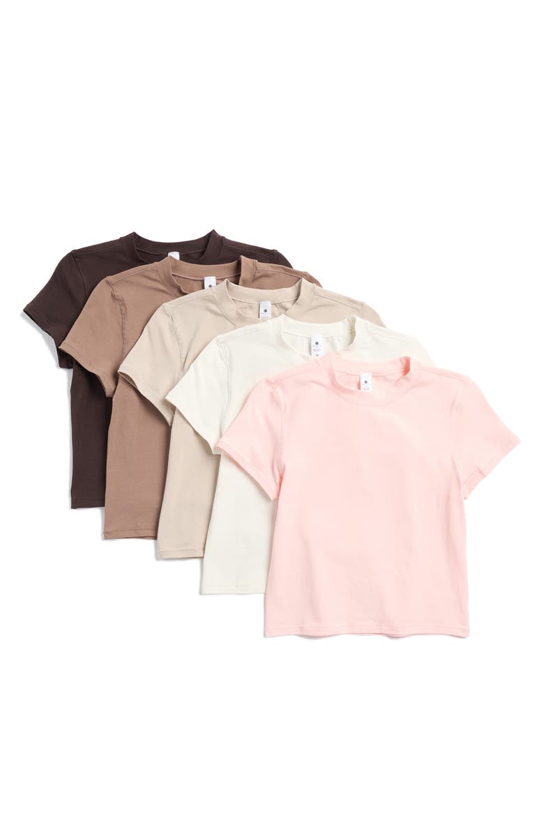 YOGALICIOUS Assorted 5-Pack Airlite Melissa Mock Crop T-Shirt, Main, color, 