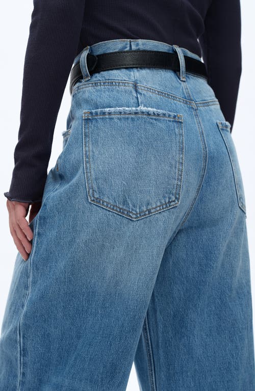 Bayeas Frayed Super High Waist Barrel Jeans In Blue