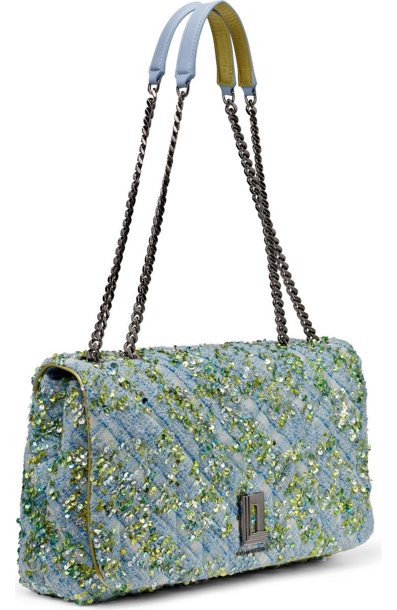 KARL LAGERFELD PARIS Lafayette Shoulder, Alternate, color, Blue Aura Sequin