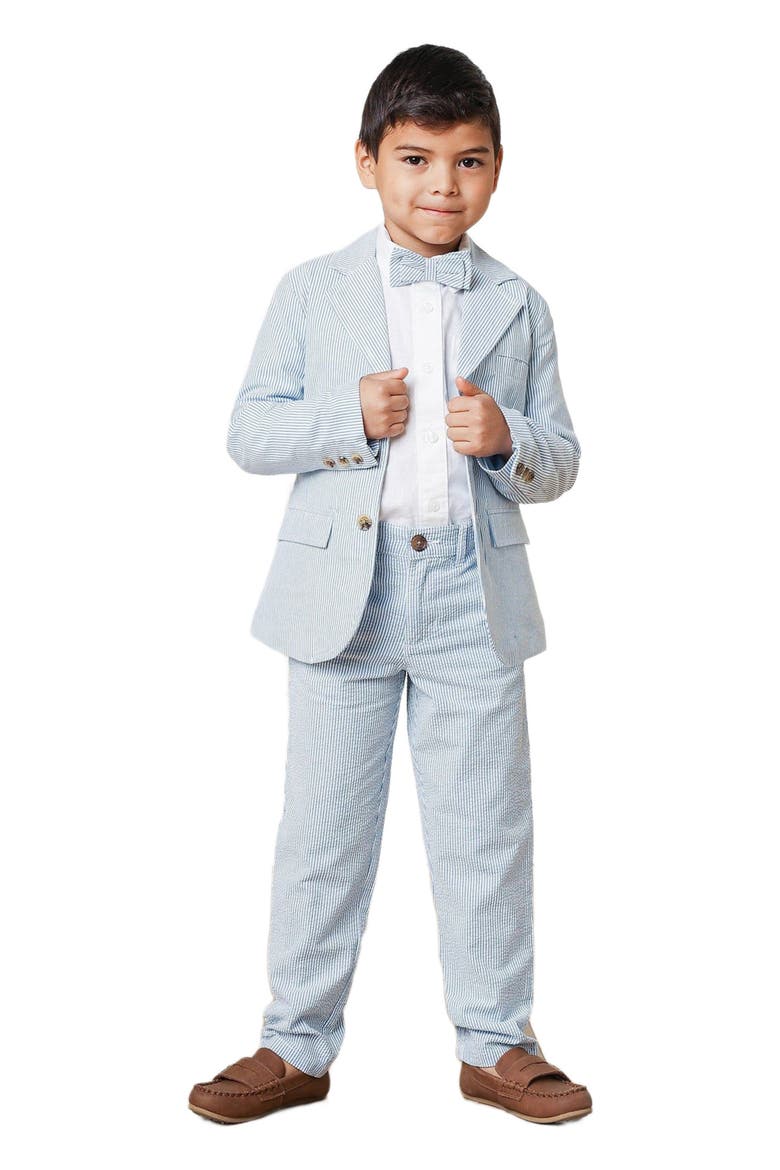 Boys' Organic Seersucker Suit Pant, Toddler, Alternate, color, Blue Seersucker