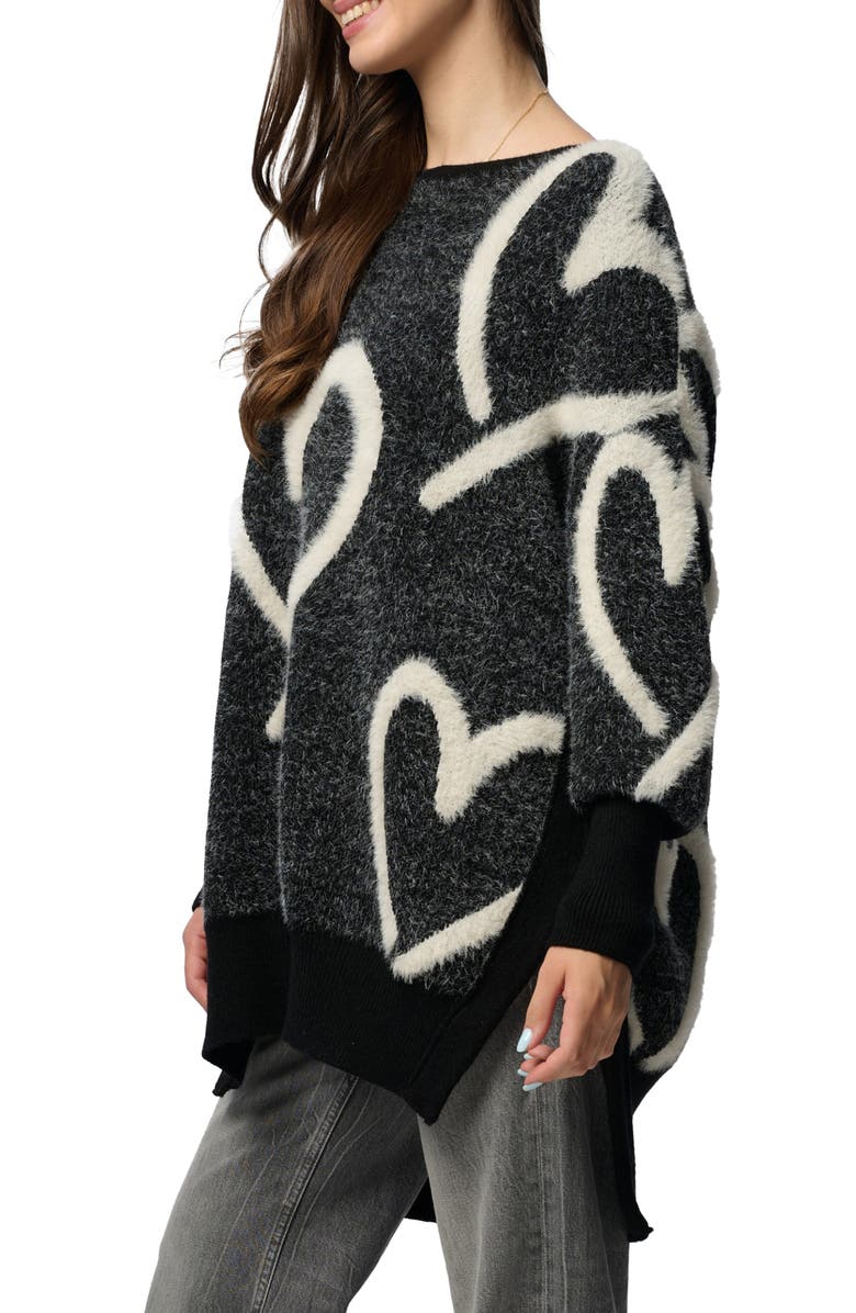 SAACHI Wispy Heart Tunic Sweater, Alternate, color, Black