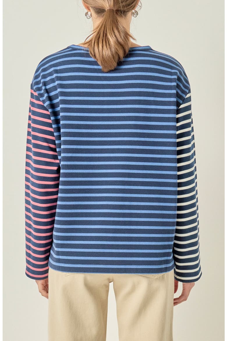Mixed Stripe Top, Alternate, color, NAVY MULTI