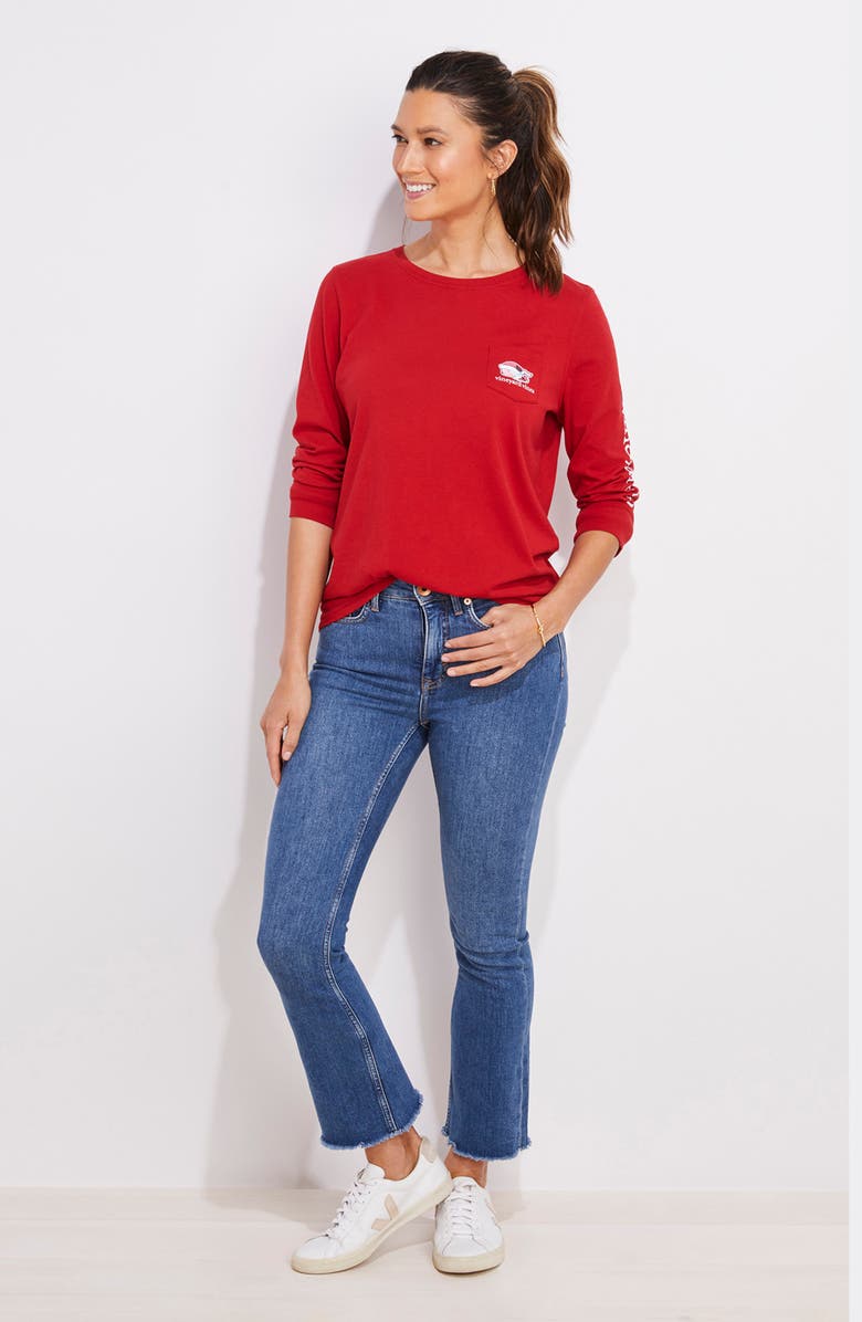 vineyard vines Mrs. Claus Whale Long Sleeve Graphic Pocket Tee, Alternate, color, 