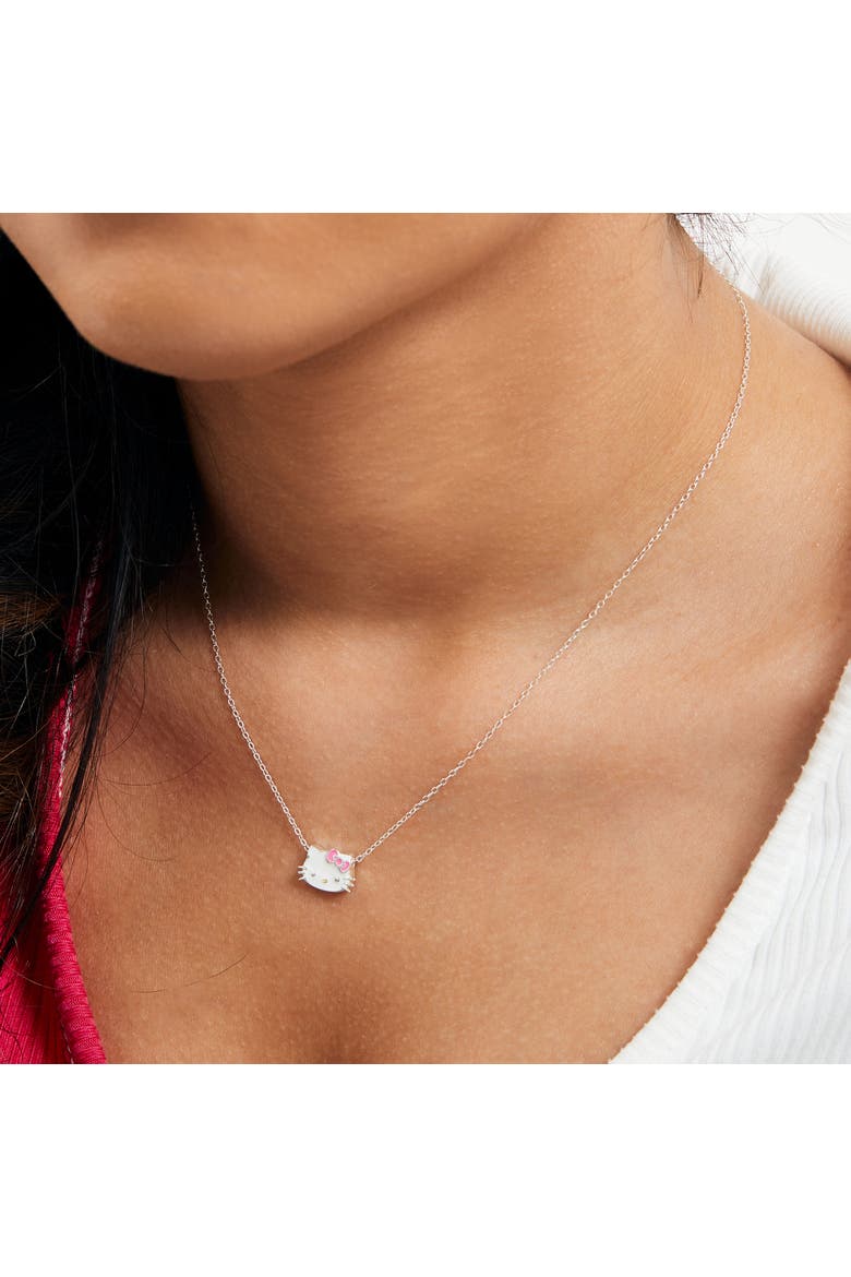 Sterling Silver Enamel Necklace, Alternate, color, Silver, white