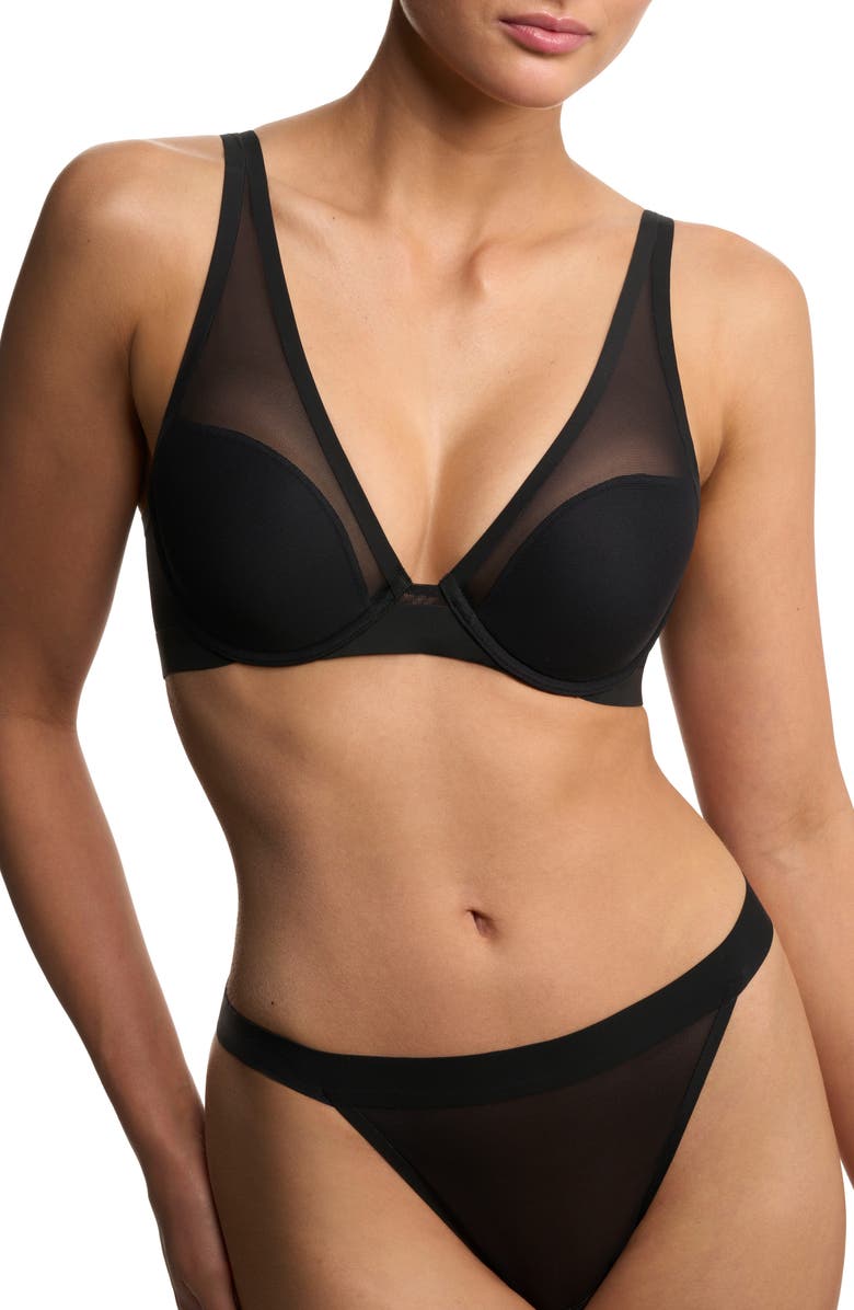 Natori True Zen Plunge T-Shirt Bra, Alternate, color, Black