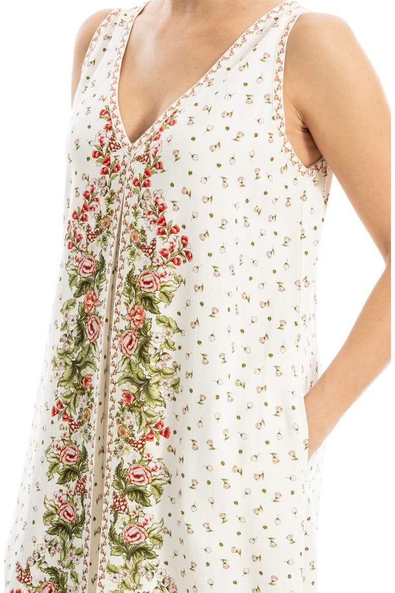 Border Print Sleeveless Maxi Dress, Alternate, color, BIRCH LEAFY FLORAL