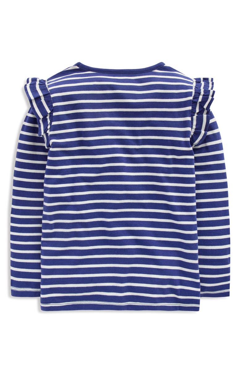 Mini Boden Kids' Stripe Appliqué Long Sleeve Cotton Graphic T-Shirt, Alternate, color, Starboard Blue Cherry Hearts