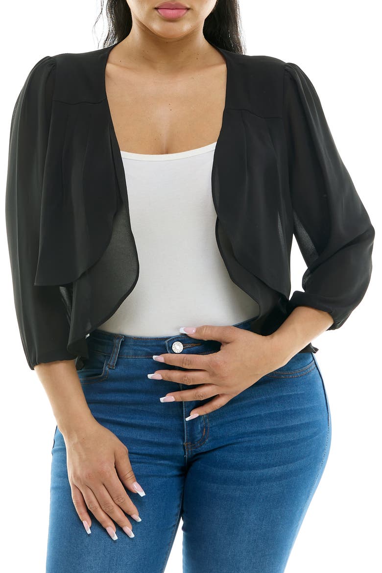 Tiered Chiffon Shrug, Main, color, BLACK