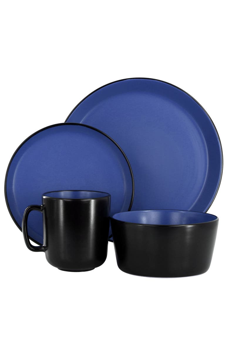 Elama Bacarra 16 Piece Stoneware Dinnerware Set, Alternate, color, Blue